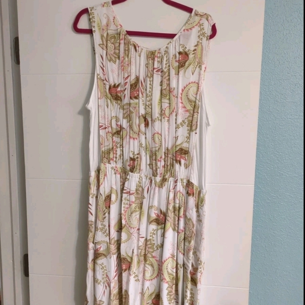 J.jill Floral Sleeveless Lined Boho Midi High Low Dress Sz XL Coastal Minimalist